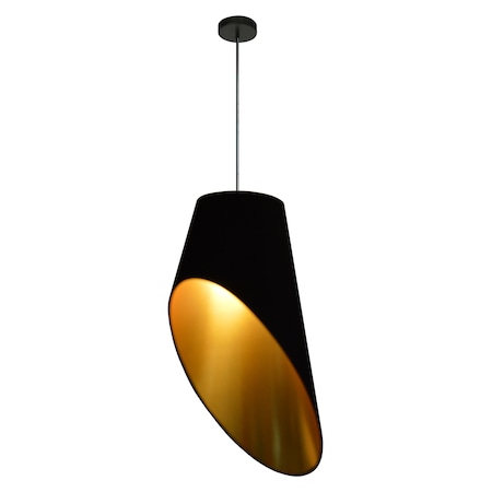 Dainolite 1Lt Slanted Tapered Drum Pendant, Blk/Gld Shade ODS-1P-698